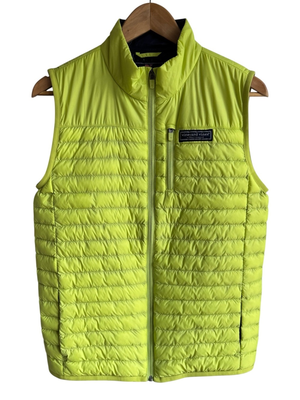 Vineyard Vines Quilted Primaloft Vest Mens S/M Lime Green Full Zip Puffer EUC